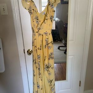 Enchant me yellow floral wrap dress